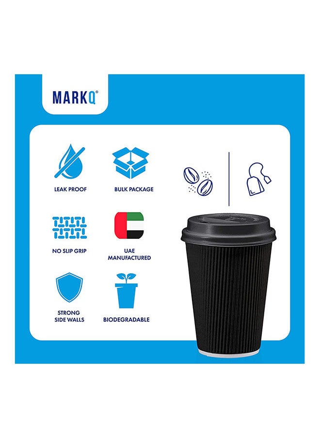 MARKQ Pack Of 50 Triple Wall Ripple Paper Disposable Coffee Cups With Lids For Hot And Cold Drinks 12 Ounce  - Image 3