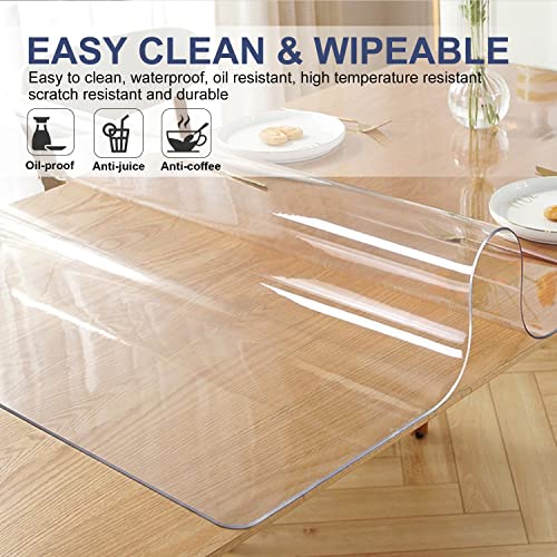 XEANGOUN 16x24 in Clear PVC Table Protector Plastic Crystal Table Cover Tablecloth for Wooden Furniture Living Room Study Grilling Table Transprent Desk Protector Topper Waterproof Easy Clean Carpet Protector - Image 3