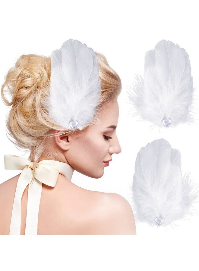 ANCIRS 2 Pack Feather Hair Clips for Women, Fly-Wing Shape Hair Barrettes Accessory Hairpins 1920s Flapper Headpiece Hair Piece for Ballet Swan Lake Cosplay Show Dancing Party Halloween Costume- White - Image 1