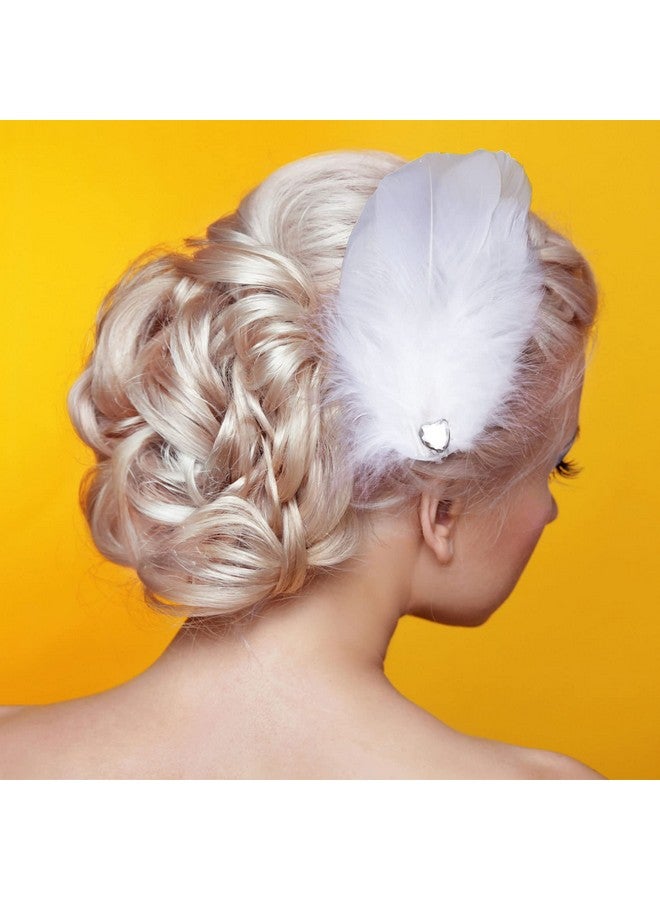 ANCIRS 2 Pack Feather Hair Clips for Women, Fly-Wing Shape Hair Barrettes Accessory Hairpins 1920s Flapper Headpiece Hair Piece for Ballet Swan Lake Cosplay Show Dancing Party Halloween Costume- White - Image 3