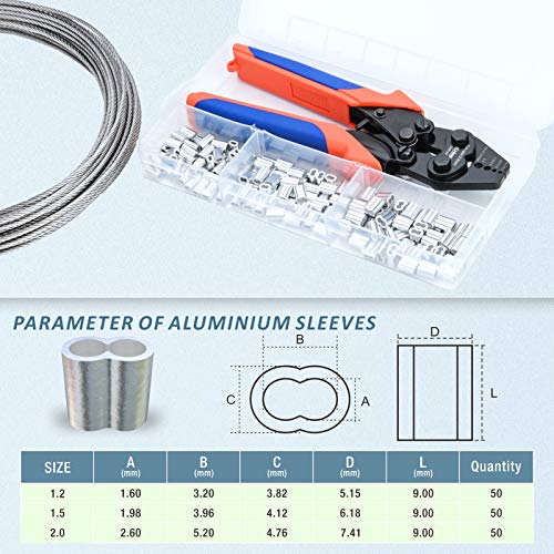 iCrimp CWR1522 Wire Rope Tool Set for Cable Railing, Hand Swaging-Crimp&Cut-with 150pcs Aluminum Double Sleeves (CWR1522 Set) - Image 4
