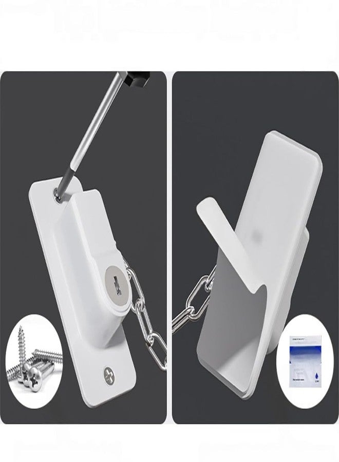 PRISO Kids Safety & Cat Door Latch, Window Locks, Chain for Secure Home and Baby Proofing, Strong Non-Marking Adhesive Without Drilling Key Lock. (White) - Image 3