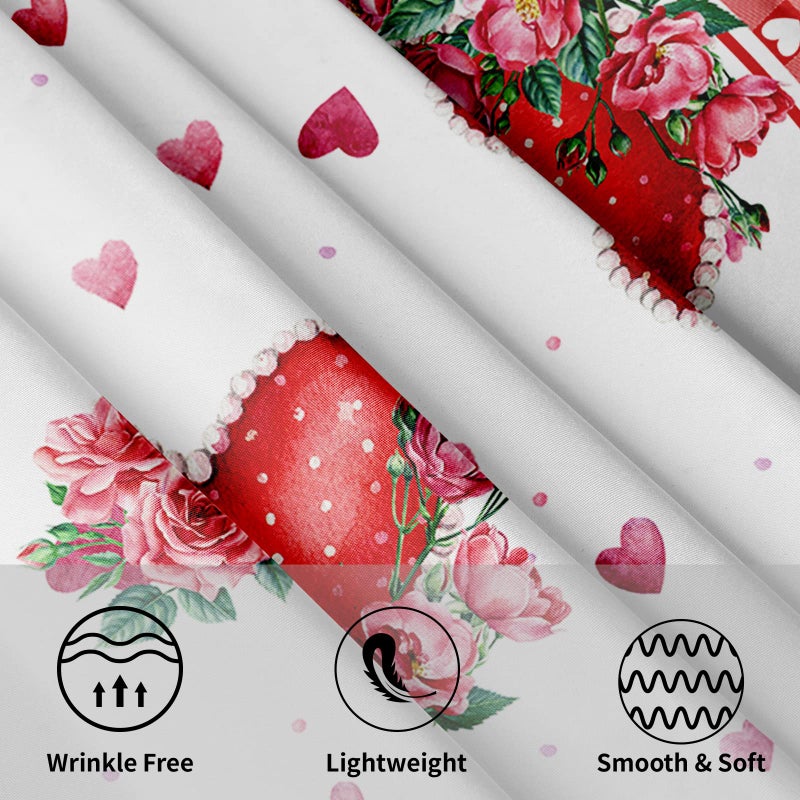 Giwawa Valentines Day Round Tablecloth 60 Inch, Red Pink Hearts Rose Flower Circular Table Cloth with Check Plaid, Love Watercolor Romantic Table Cover for Kitchen Dining Anniversary Decor - Image 3