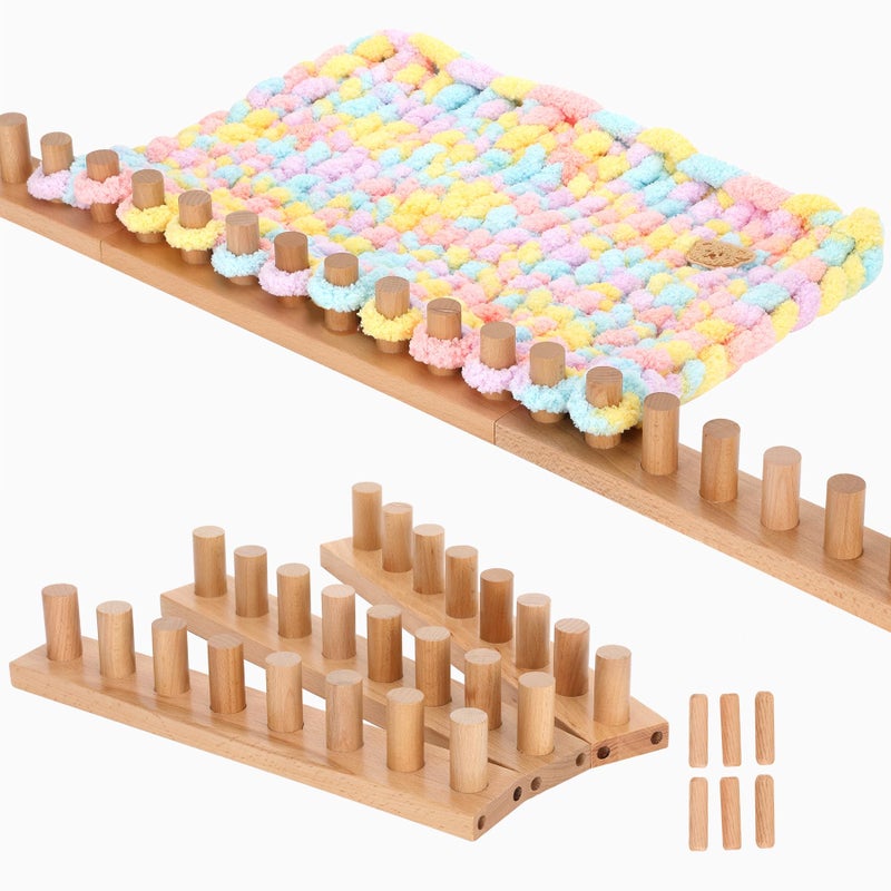 Sienson 46" Chunky Knitting Loom for Blanket Making â€“ Adjustable Wood Frame, Portable DIY Hand Knitting Kit for Beginners, Reusable Blanket Loom for Bulky Yarn Crafts & Gifts - Image 1
