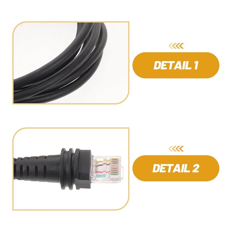 كابل مزامنة بيانات ماسح الباركود متوافق مع هانيويل، 6.5 قدم، أسود من USB إلى مقبس وحدات كابل ماسح يدوي، كابل واجهة مضيف نقاط البيع - Image 3