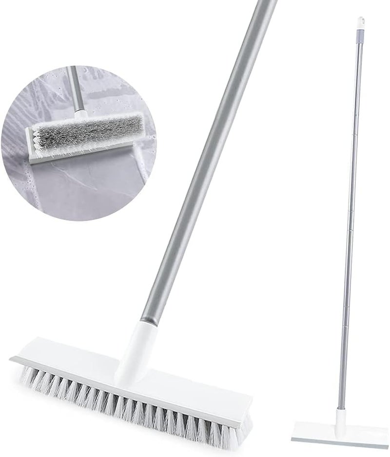 SHULABH CREATIVE Shulabh creative Bathroom Cleaning Brush with Wiper 2 in 1 Tiles Cleaning Brush Floor Scrub Brush with Long Handle White scrubbing Brush Cleaning Brush Stainless Steel  - Image 4