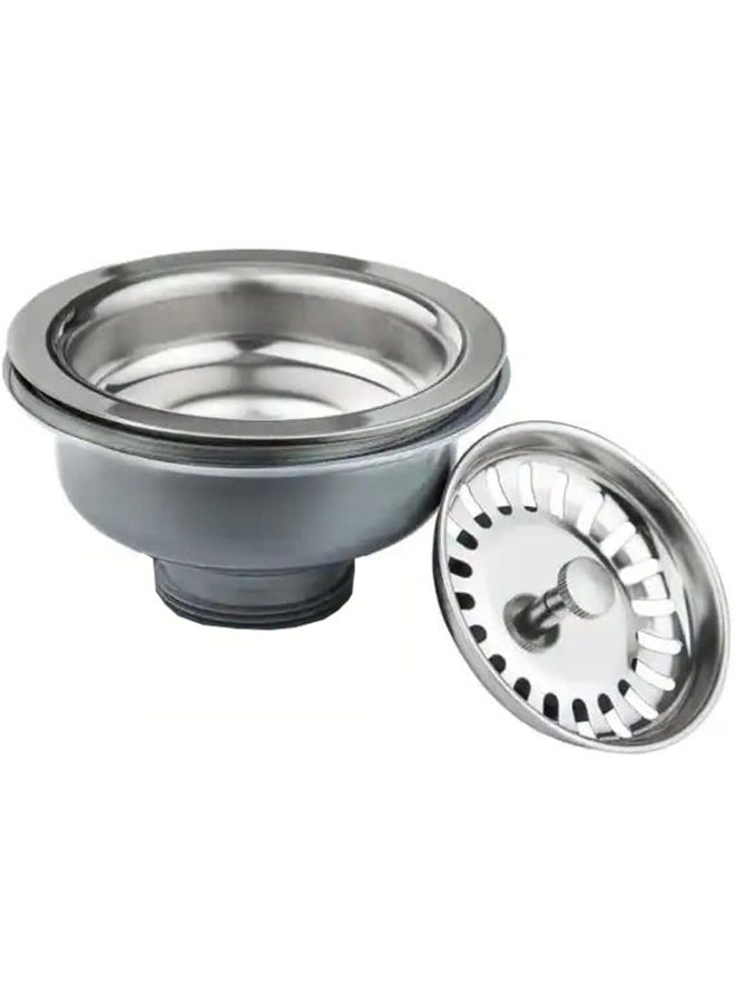 Royal Apex Kitchen Sink Basket Strainer Replacement For Standard Drains 3X1/2 Inch Stainless Steel With Rubber Stopper For Kitchen Sinks  - Image 2