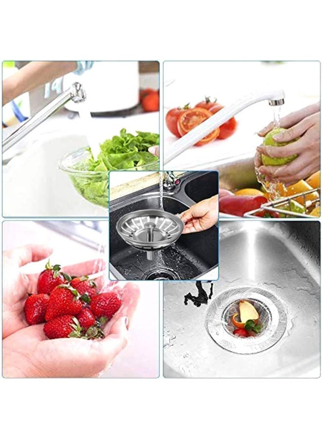Royal Apex Kitchen Sink Basket Strainer Replacement For Standard Drains 3X1/2 Inch Stainless Steel With Rubber Stopper For Kitchen Sinks  - Image 5