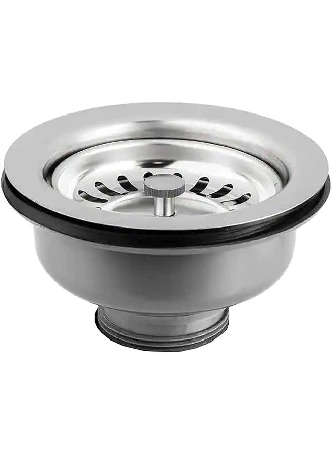 Royal Apex Kitchen Sink Basket Strainer Replacement For Standard Drains 3X1/2 Inch Stainless Steel With Rubber Stopper For Kitchen Sinks  - Image 1