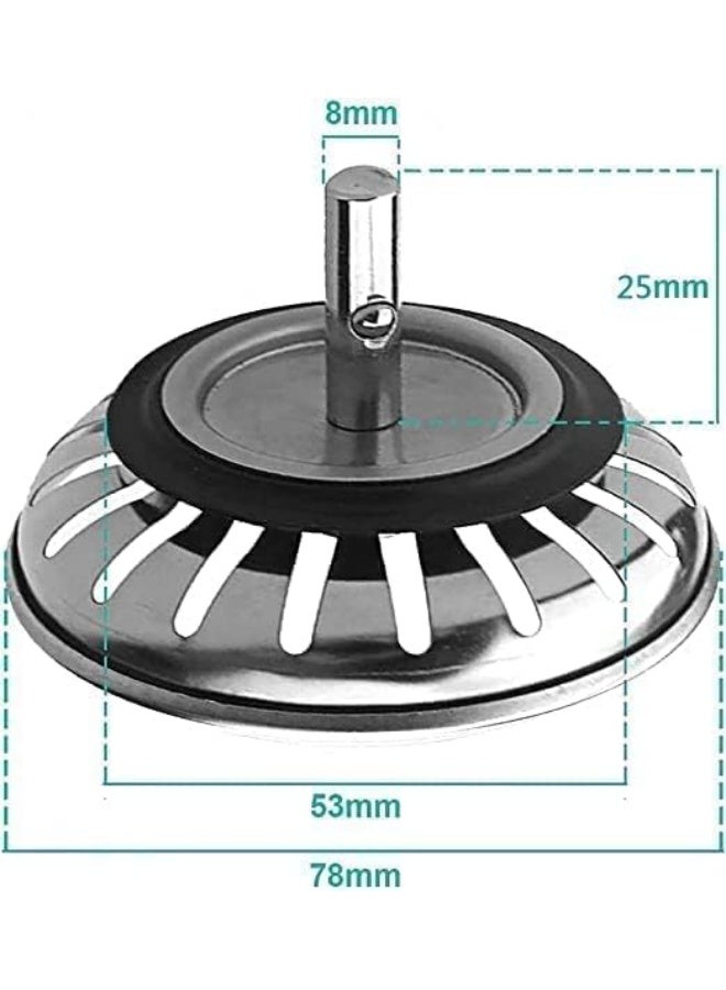 Royal Apex Kitchen Sink Basket Strainer Replacement For Standard Drains 3X1/2 Inch Stainless Steel With Rubber Stopper For Kitchen Sinks  - Image 3