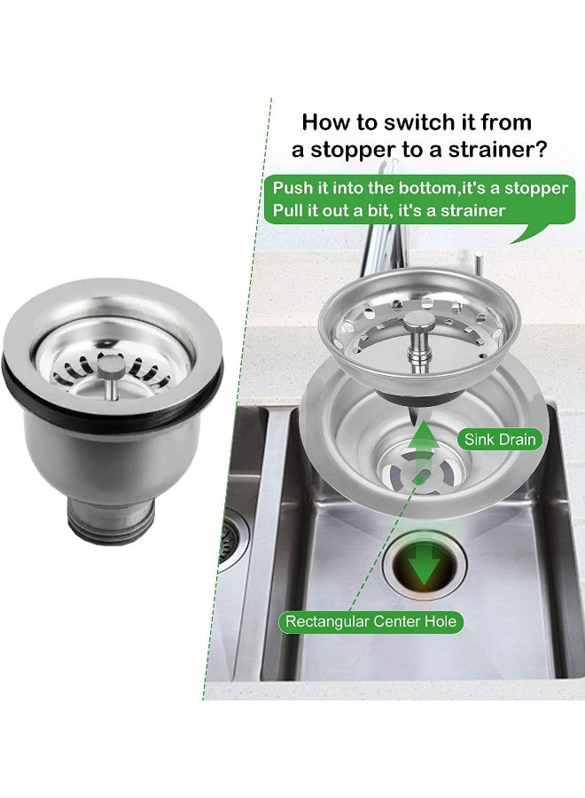 Royal Apex Kitchen Sink Basket Strainer Replacement For Standard Drains 3X1/2 Inch Stainless Steel With Rubber Stopper For Kitchen Sinks  - Image 4