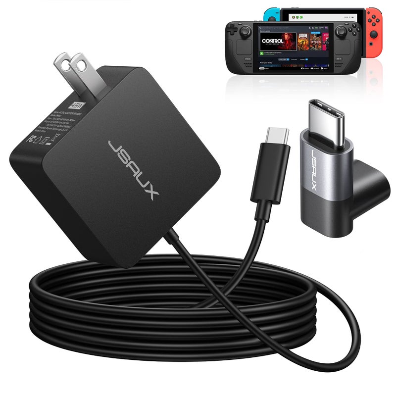 jsaux شاحن JSAUX 45W USB-C Power Delivery، ضبط خرج ذكي، متوافق مع Steam Deck و Switch - Image 1