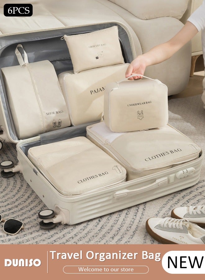 DUNISO 6 Piece Travel Organizer Bags for Luggage, Waterproof and Durable Travel Bags, Packing Cubes for Travel, Compression Cubes for Suitcases, Travel Bags for Clothes, Toiletries, Clothing, Underwear  - Image 1