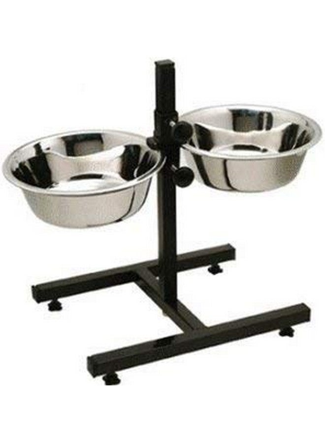 Adjustable Feeding Stand H Type With 2 Stainless Steel Dog Bowls. (Medium) - Image 1