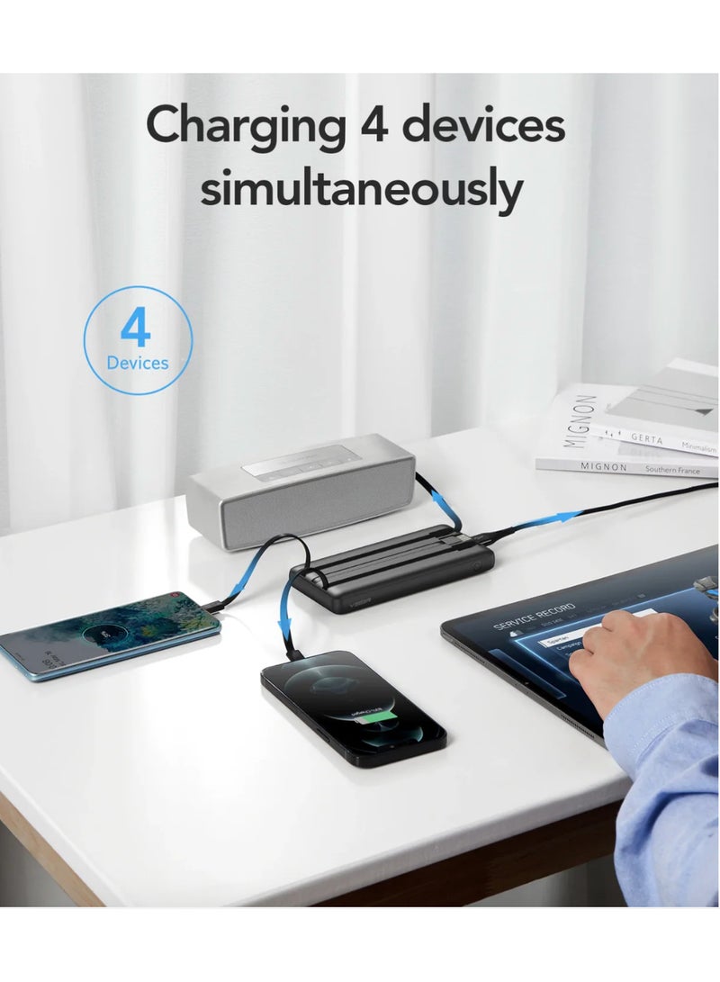 فيجير باور بانك VEGER VP-2059 بسعة 20000mAh مع كابلات مدمجة – شحن سريع – Type-C وMicro USB وLightning – أسود - Image 3