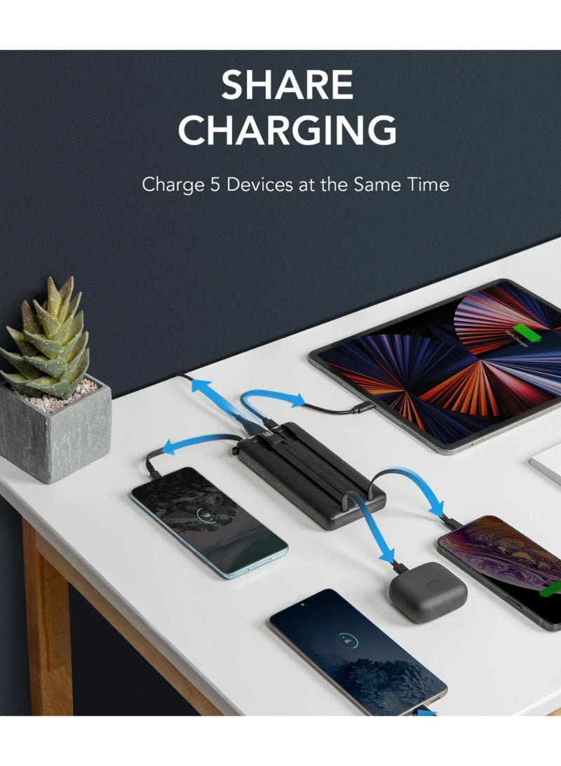 فيجير باور بانك VEGER VP-2059 بسعة 20000mAh مع كابلات مدمجة – شحن سريع – Type-C وMicro USB وLightning – أسود - Image 4