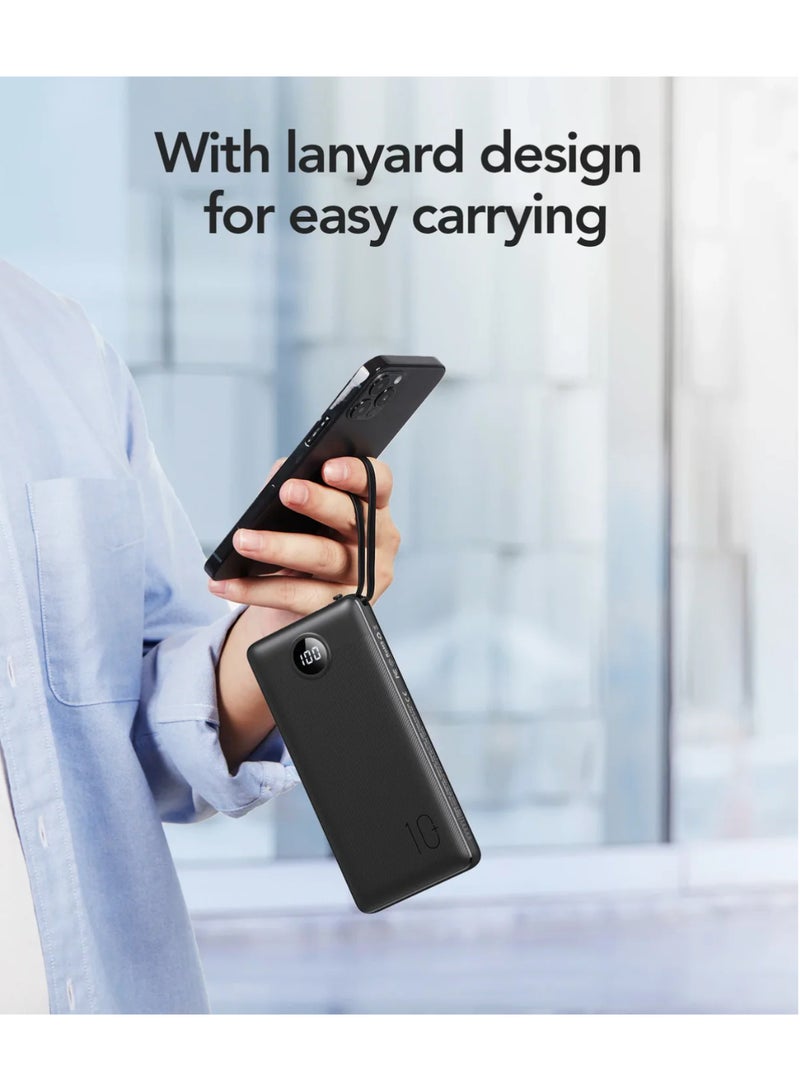 فيجير باور بانك VEGER VP-2059 بسعة 20000mAh مع كابلات مدمجة – شحن سريع – Type-C وMicro USB وLightning – أسود - Image 5