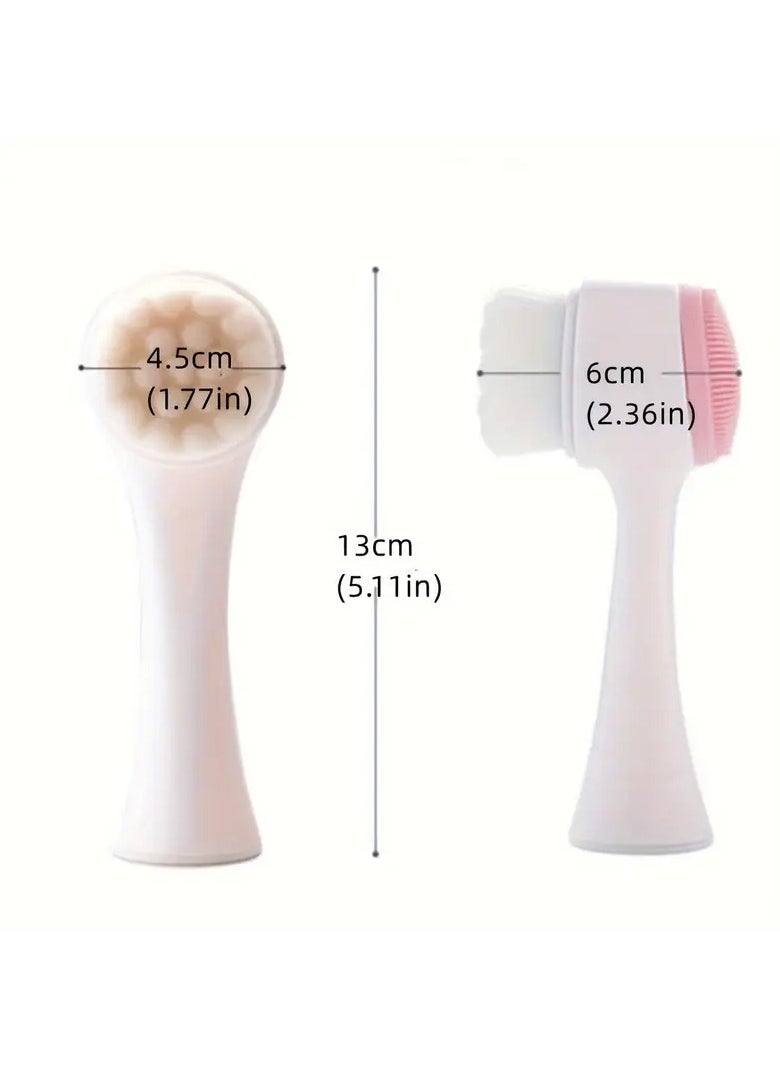 Goolsky - 1pc Silicone Face Wash Brush Double Side Manual Cleansing Brush Face Massage Brush - Image 1