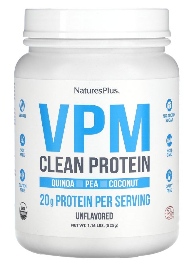 NaturesPlus - VPM Clean Protein Unflavored 1.16 lbs (525 g) - Image 1