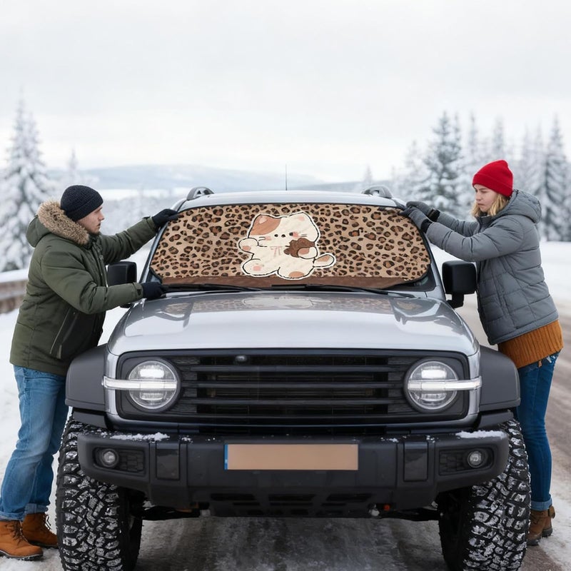 Car Windshield Snow Cover | 77x36inch Heavy Duty Waterproof Auto Sunshade Frost Protector,Winter Protectors Window Blanket | for SUV Car Automotive Vehicle Trucks Pickup Sedans - Image 3