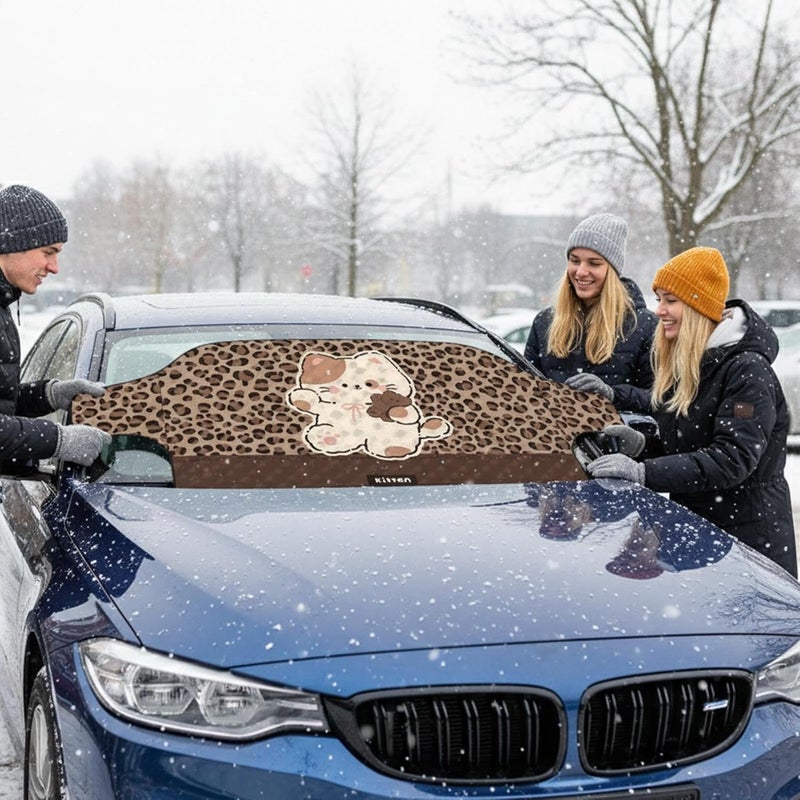 Car Windshield Snow Cover | 77x36inch Heavy Duty Waterproof Auto Sunshade Frost Protector,Winter Protectors Window Blanket | for SUV Car Automotive Vehicle Trucks Pickup Sedans - Image 2