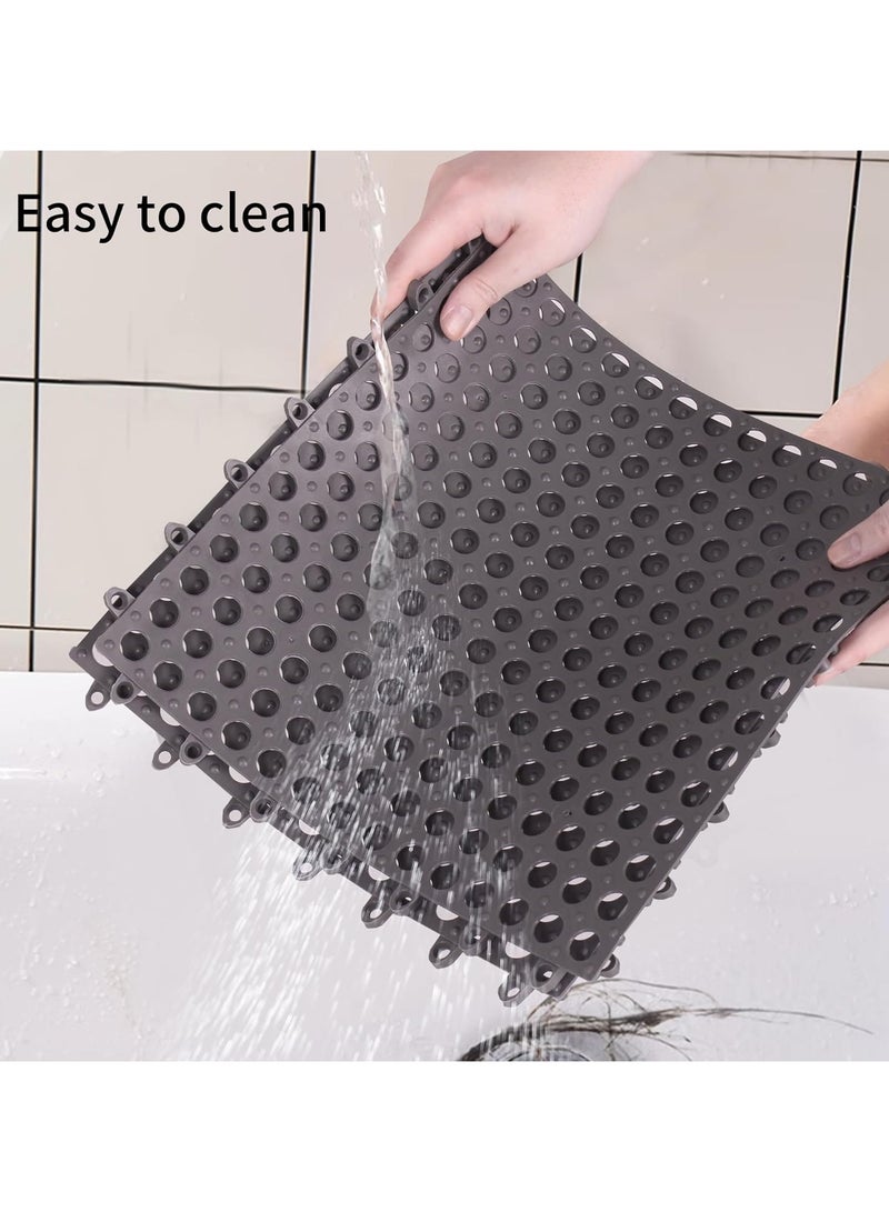 VUCATIN 12 قطعة سجادات أرضية متشابكة لتصريف المياه، 11.8 بوصة × 11.8 بوصة، مضادة للانزلاق، مناسبة للحمامات والمسابح، وبيوت الكلاب، ومنازل الدواجن، وشبكات الأرضيات، رمادي (رمادي) - Image 4