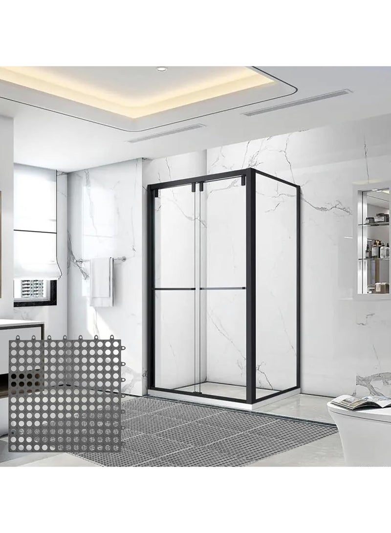 VUCATIN 12 قطعة سجادات أرضية متشابكة لتصريف المياه، 11.8 بوصة × 11.8 بوصة، مضادة للانزلاق، مناسبة للحمامات والمسابح، وبيوت الكلاب، ومنازل الدواجن، وشبكات الأرضيات، رمادي (رمادي) - Image 5