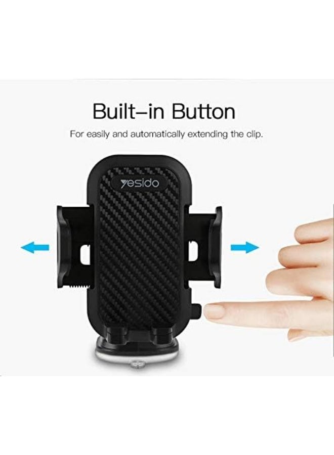 Yesido Universal Car Phone Holder – Adjustable Clip Mount for Dashboard & Windshield, Strong Suction Cup, 360° Rotation, GPS & Mobile Support Stand - Image 4
