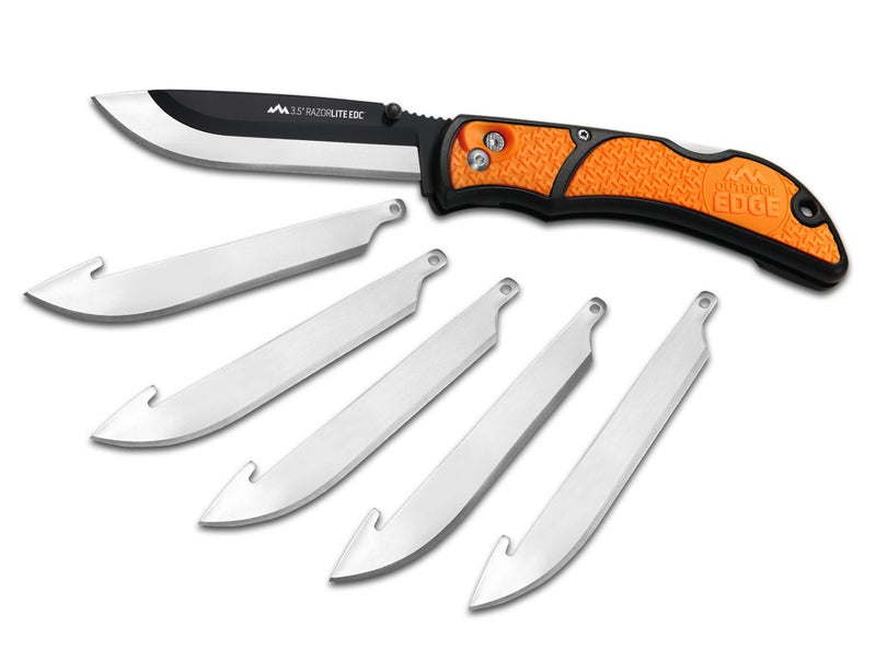 Outdoor Edge سكين OUTDOOR EDGE 3.5" RazorLite EDC. سكين جيب بشفرات قابلة للاستبدال ومشبك. السكين المثالي لصيد الغزلان. - Image 1