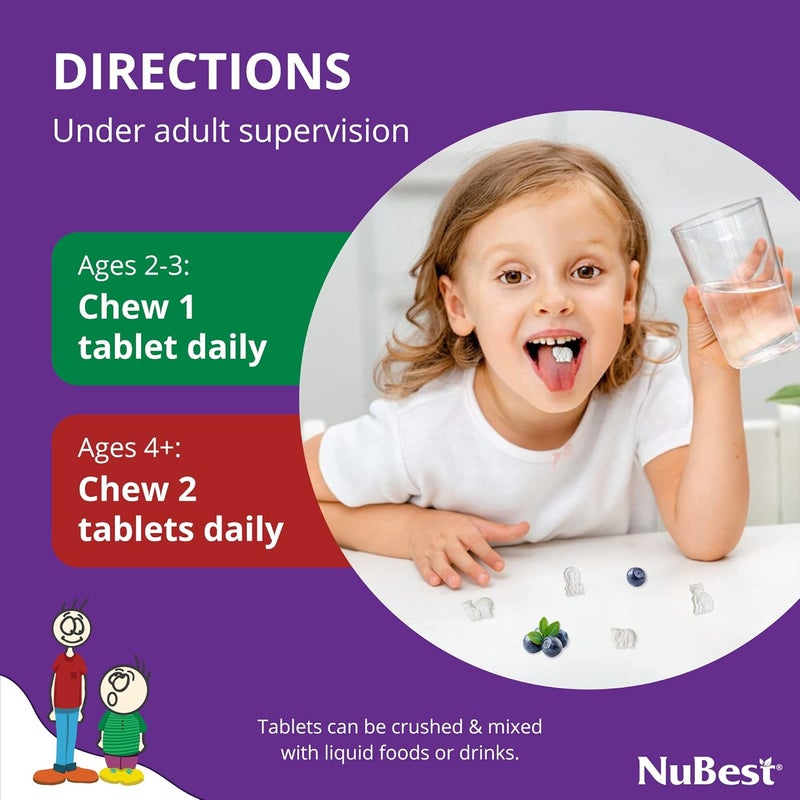 NuBest Tall Kids  Toddlers Vitamins and Kids Vitamins for Age 2 to 9  Support Bone Strength Overall Health and Immunity  Animal Shapes  90 Chewable Berry Tablets  6 Weeks Supply - Image 3