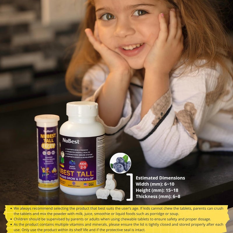 NuBest Tall Kids  Toddlers Vitamins and Kids Vitamins for Age 2 to 9  Support Bone Strength Overall Health and Immunity  Animal Shapes  90 Chewable Berry Tablets  6 Weeks Supply - Image 5