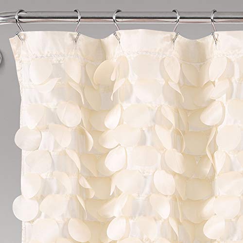 Lush Decor Lillian Shower Curtain | Textured Shimmer Circle Design Bathroom, 72” x 72”, Beige - Image 2