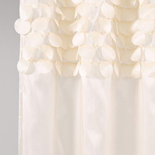 Lush Decor Lillian Shower Curtain | Textured Shimmer Circle Design Bathroom, 72” x 72”, Beige - Image 3