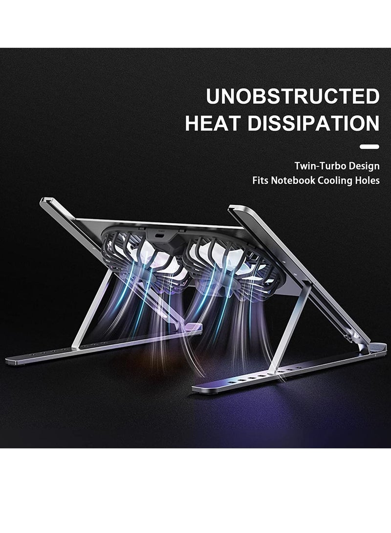 Y&D Laptop Cooling Pad Cooler External Fan Stand with Computer for Gaming MacBook Air Pro 9 17" Notebook Aluminum - Image 2