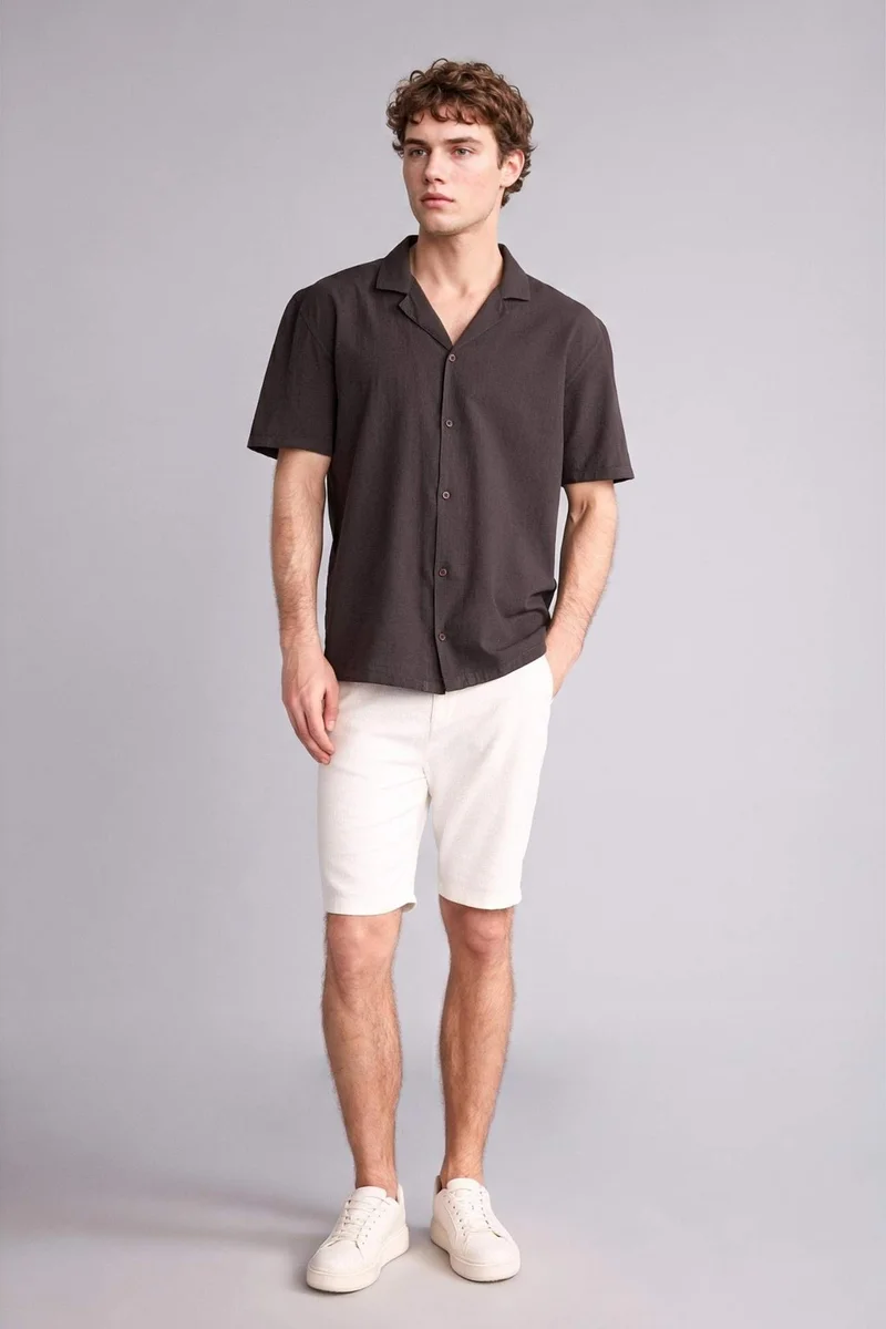 DeFacto Regular Fit Resort Neck Cotton Short Sleeve Shirt
