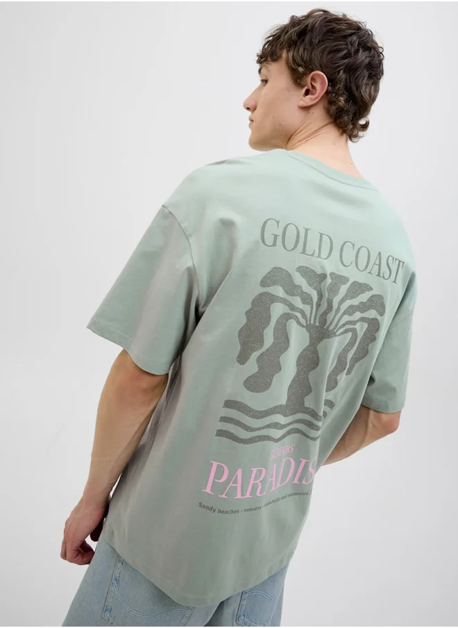 جاك اند جونز Graphic Print Round Neck T-Shirt