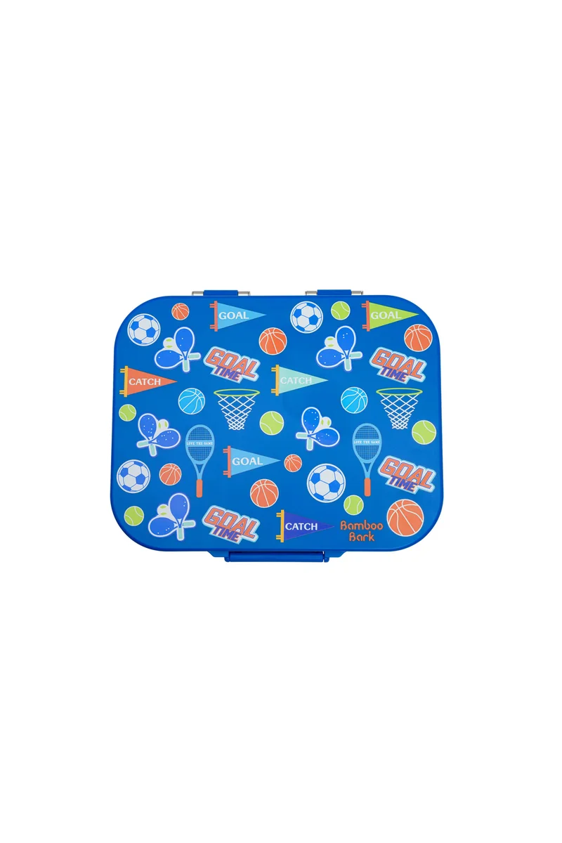 Bamboo Bark Bamboo Bark Stainless Steel Leak-Proof Bento Lunch Box for Kids, Girls & Boys – Multi-Compartment BPA-Free Lunch Box with PP Base, Sports Print, Perfect for School, Work & Travel