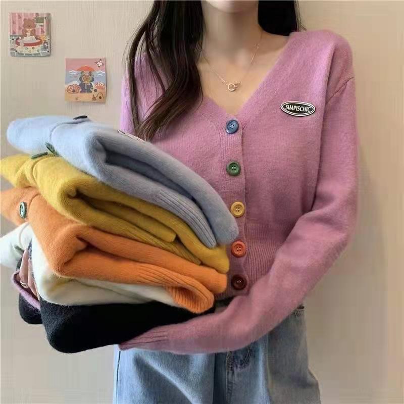 2021 Knitted Shirt Spring and Autumn New Womens Soft Waxy Cardigan Coat Sweater New Internet Celebrity Short Top Winter Outer Wear Black - Image 5