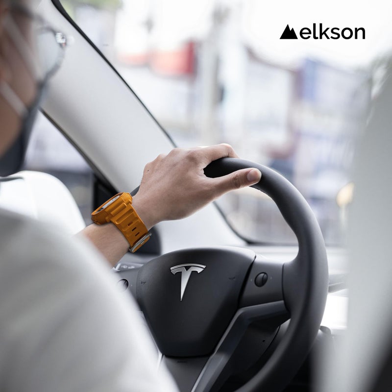 elkson Band Case for 49mm Apple Watch Ultra 3/2/1 with Screen Protector Tempered Glass, Quattro Pro Series Rugged for iWatch Strap, Military Grade Durable Protective Bumper Cover, Shockproof, Tan - Image 5