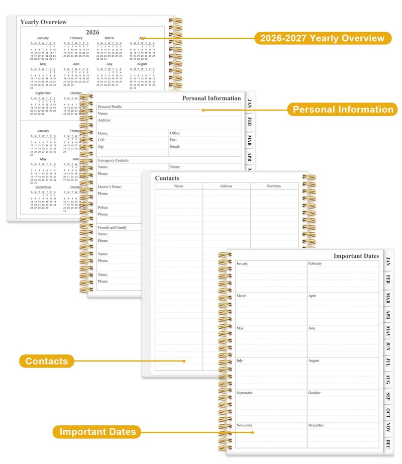 Tuun Fuplan Planner 2026 - Weekly & Monthly Planner from January 2026 to December 2026, Agenda 2026 with Inner Pocket, Elastic Band, 8.5" x 11", Crushed Flower - Image 5