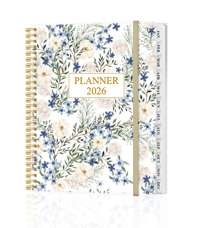 Tuun Fuplan Planner 2026 - Weekly & Monthly Planner from January 2026 to December 2026, Agenda 2026 with Inner Pocket, Elastic Band, 8.5" x 11", Crushed Flower - Image 1