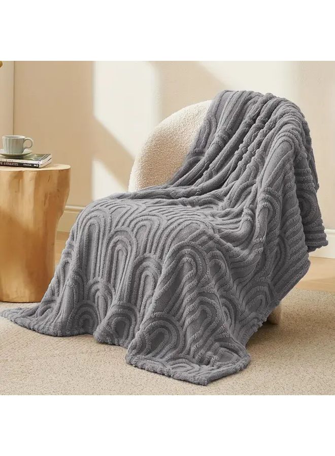Khaki Boho Fleece Throw Blanket 59.06x78.74 Inch Soft Lightweight Cozy All Season Couch Sofa Bed Chair Fluffy Textured Neutral Home Decor - Image 3