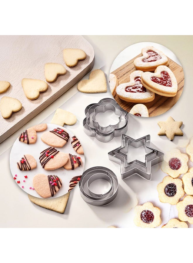 12 PCS Cookie Cutter Set, Stainless Steel Biscuit Cutters with Star, Heart, Round, Flower Shapes for Baking Pastry, Kitchen Baking Valentine's Day Christmas - Image 5