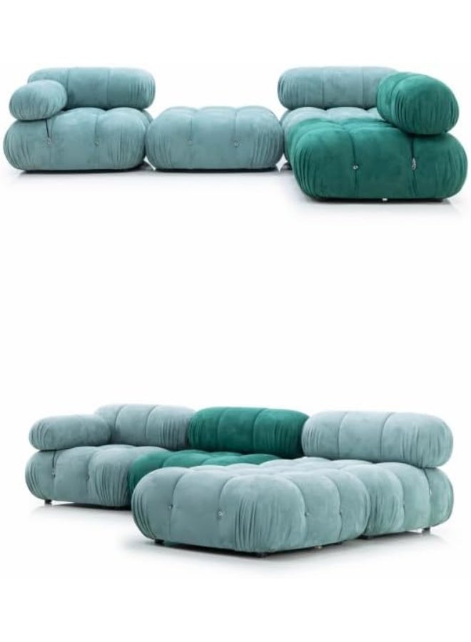 Poppins HOME Modern Nordic Velvet L-Shape Modular Sofa Set - Image 3