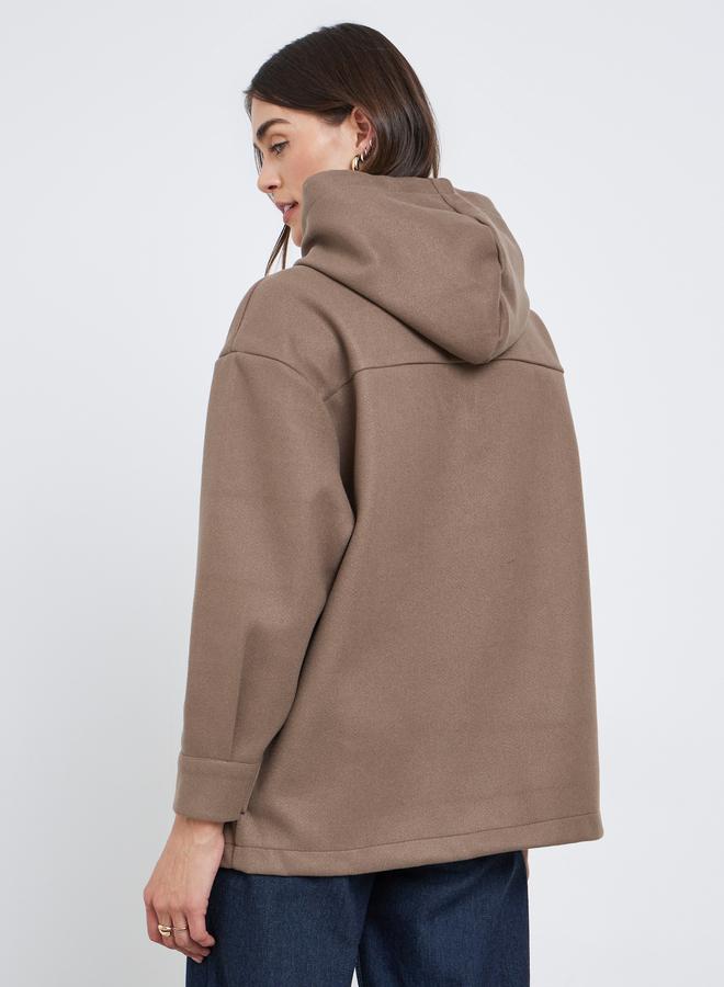 Styli Brown Longline Hooded Shacket - Image 5