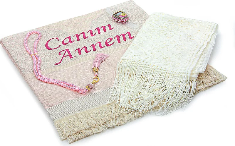 ايهفان اونلاين Special for Mother's Day Prayer Beads Zikrmatik Shawl My Dear Mother Embroidered Prayer Rug Set Pink
