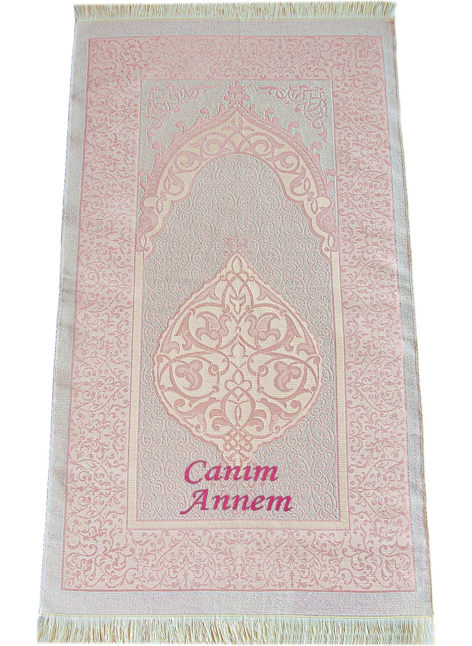 İhvan Online Special for Mother's Day Prayer Beads Zikrmatik Shawl My Dear Mother Embroidered Prayer Rug Set Pink