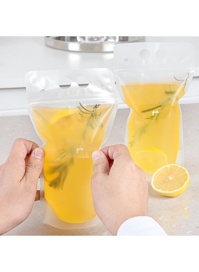 Restaurantware Label Tek 1.9 x 1 Inch Gin Bottle Juice Labels, 100 Self-Adhesive Labels For Bottles - Resists Condensation, For Drink Pouches, Clear With White Font Plastic Water-Resistant Labels - Image 5