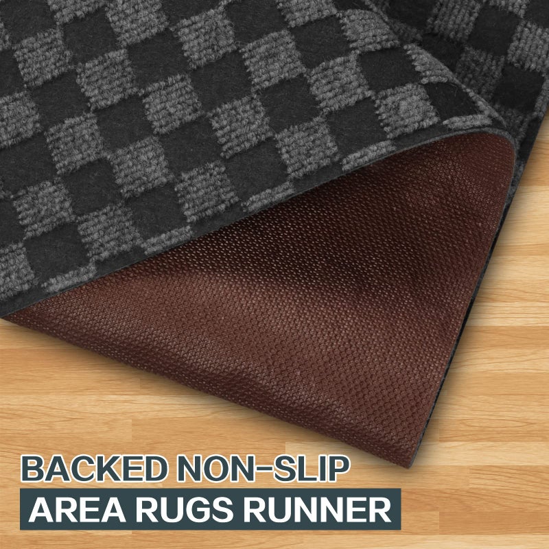 Heyroll Custom Size Hallway Runner Rug, Backed Non-Slip Waterproof Runner Rugs, Washable Outdoor Indoor Carpet Runner Rug for Floor, Entryway, Kitchen, Laundry, Balcony, Garage 2' x 6', Grid Gray - Image 3