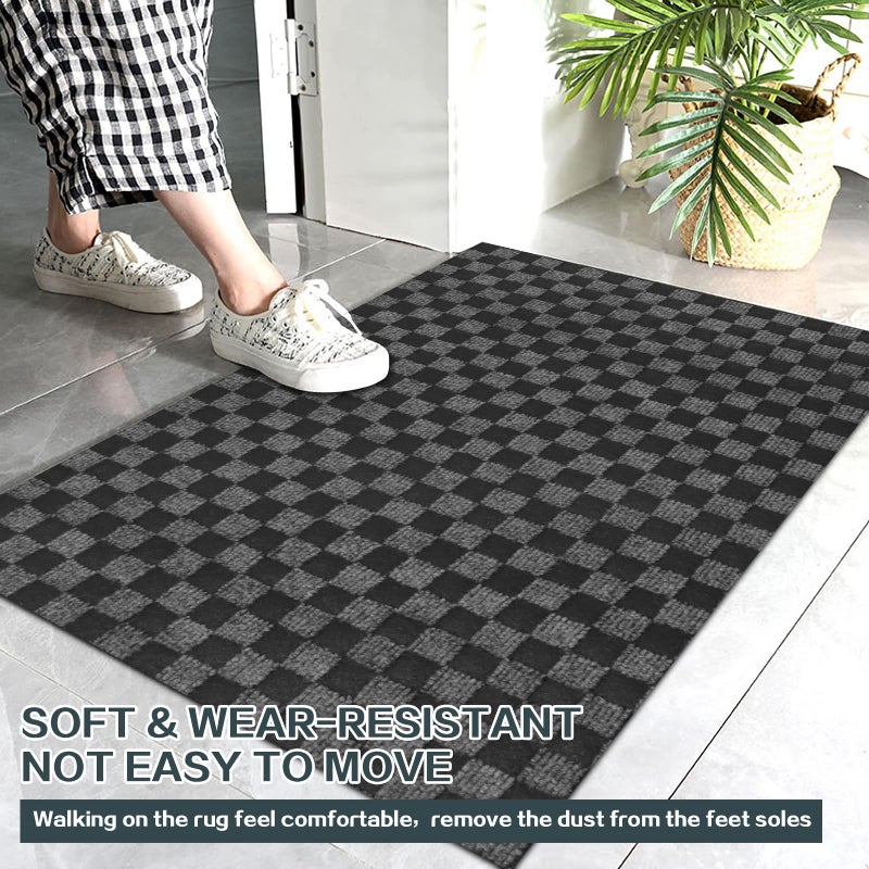 Heyroll Custom Size Hallway Runner Rug, Backed Non-Slip Waterproof Runner Rugs, Washable Outdoor Indoor Carpet Runner Rug for Floor, Entryway, Kitchen, Laundry, Balcony, Garage 2' x 6', Grid Gray - Image 4